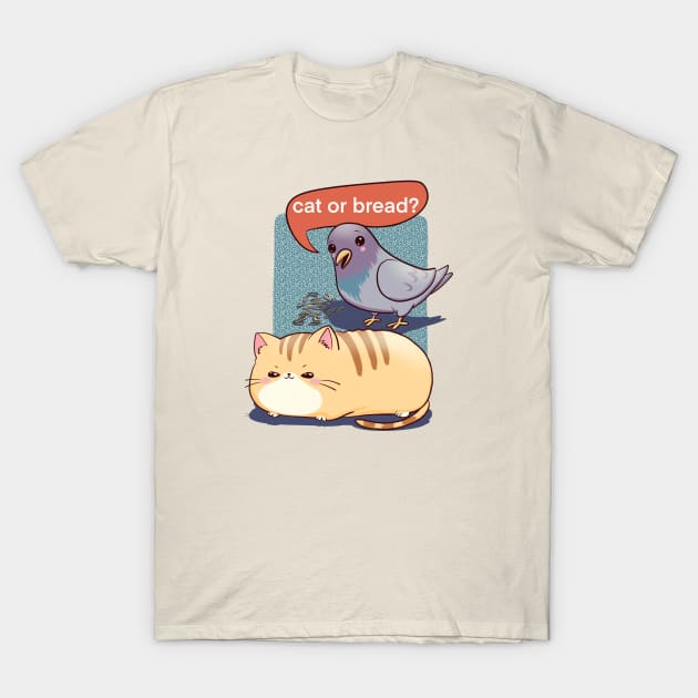 Funny cat and pigeon T-Shirt by Verbinavision